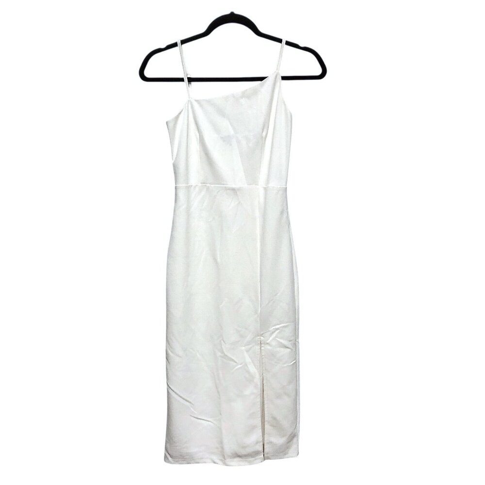 Mi Ami Solid White Asymmetrical Spaghetti Strap S… - image 1